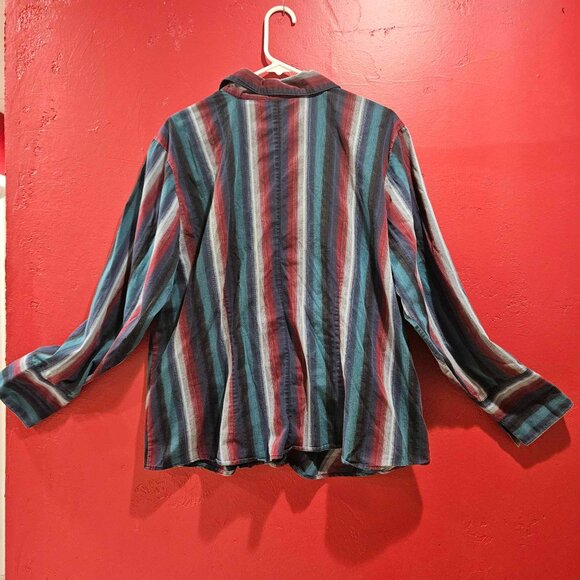 Quizz woman stretch hook front stripe Longsleeve blouse sz 20 women - Picture 2 of 7